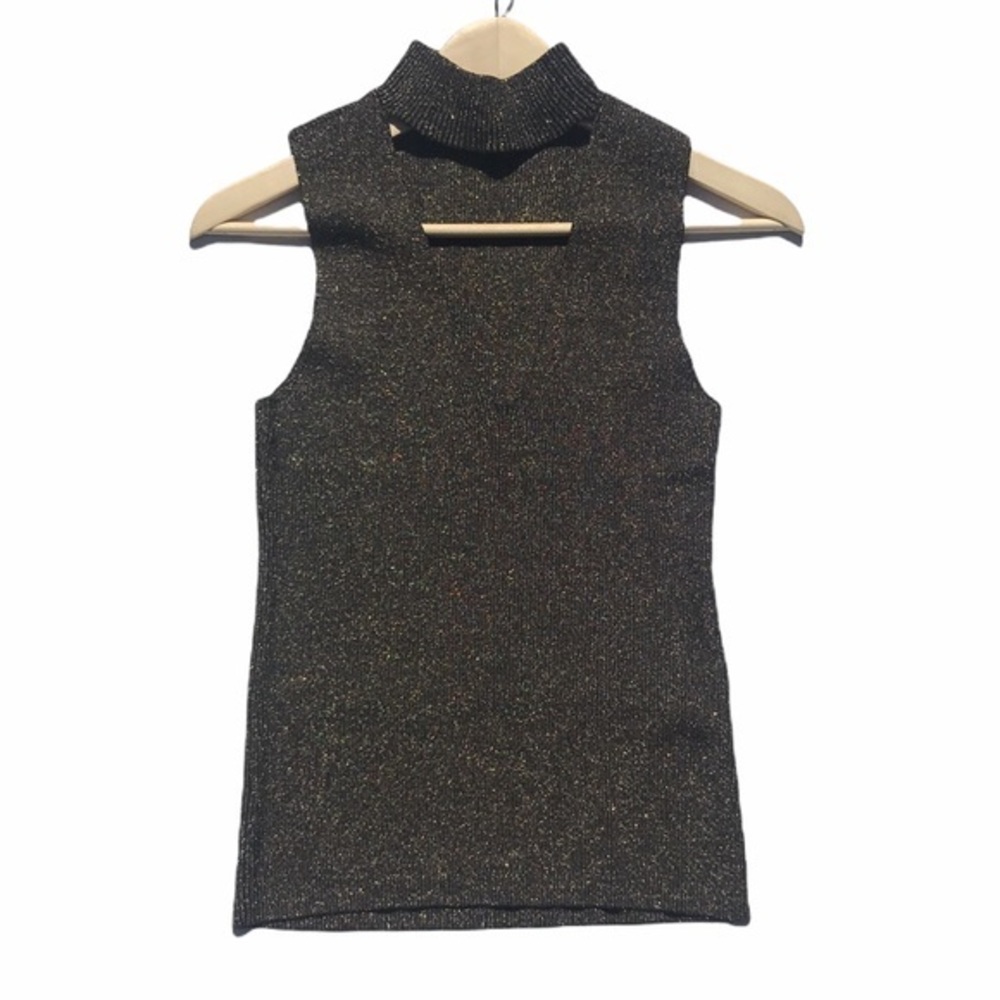 A.L.C Sleeveless Stretchy Knit Cut Out V-Neck Top